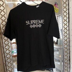 Supreme tee shirt.  Medium. Black  sparkled logo